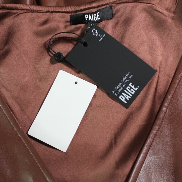NWT Paige FIORELLA DRESS PETITE FRENCH PRESS Faux Leather - Picture 8 of 10